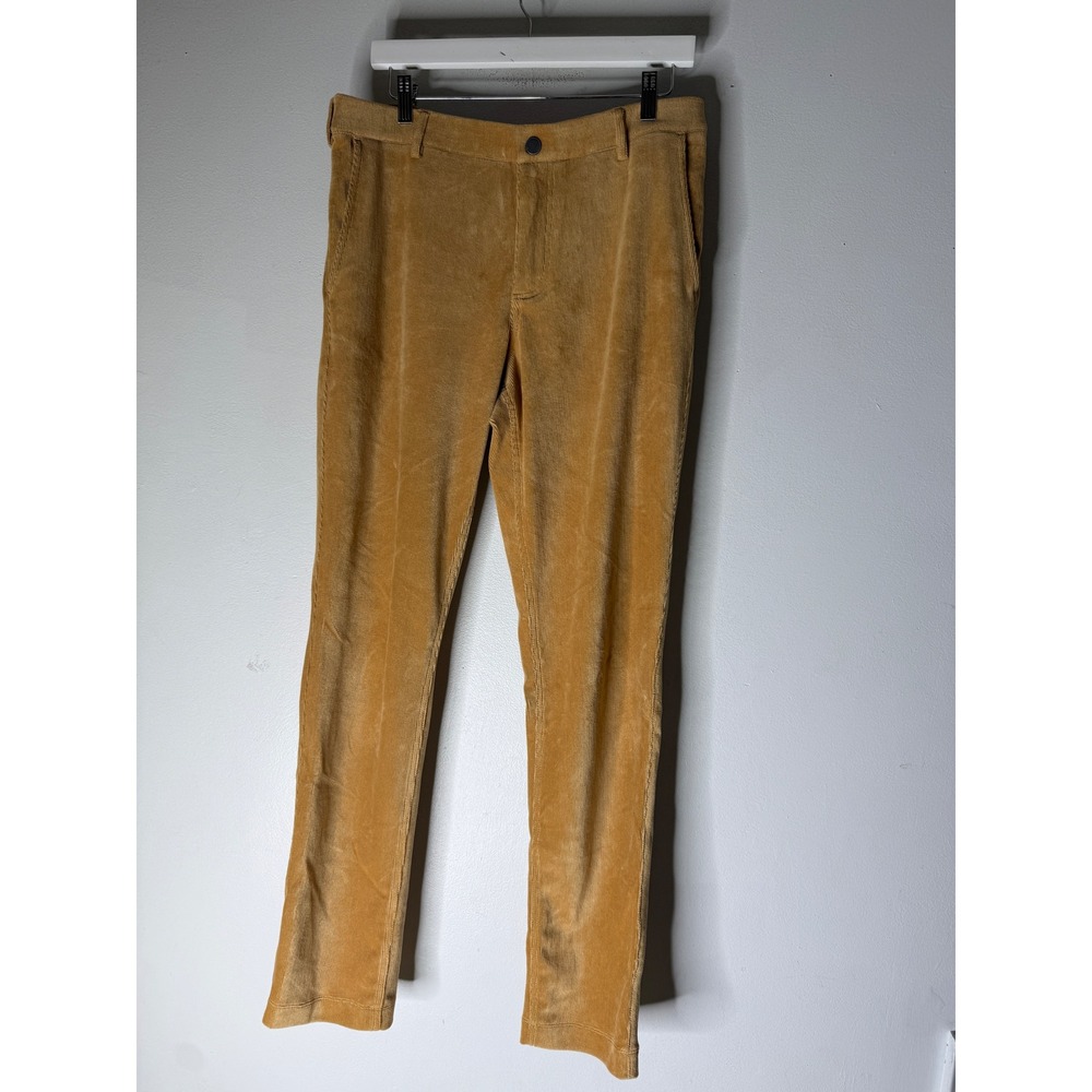Redvanly Mens Corduroy Trousers Mustard Tan Stretch Golf Casual Pants Size M
